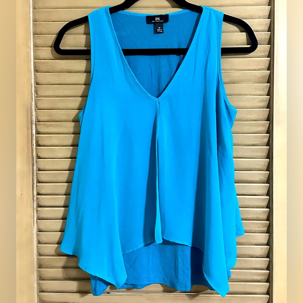 I.N. San Francisco sleeveless cotton and sheer blouse - medium